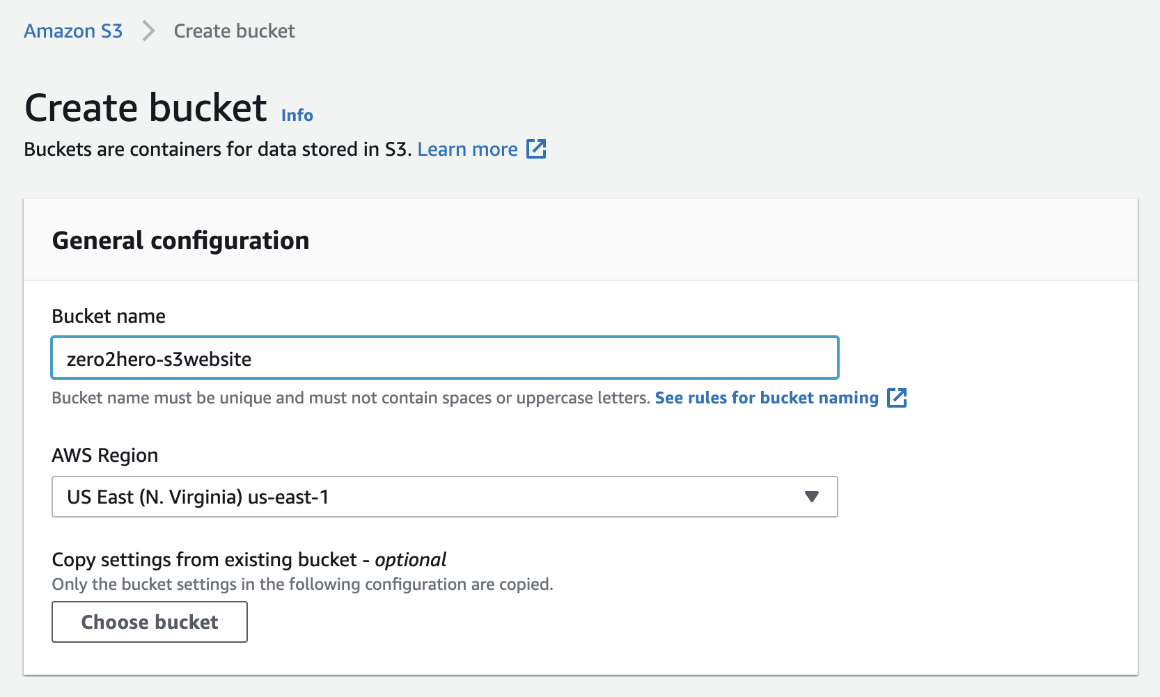 Create new bucket