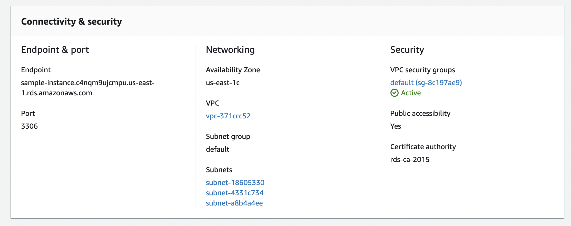 instance connectivity