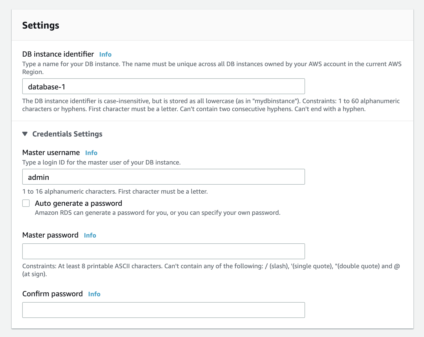 Select identifier and username password
